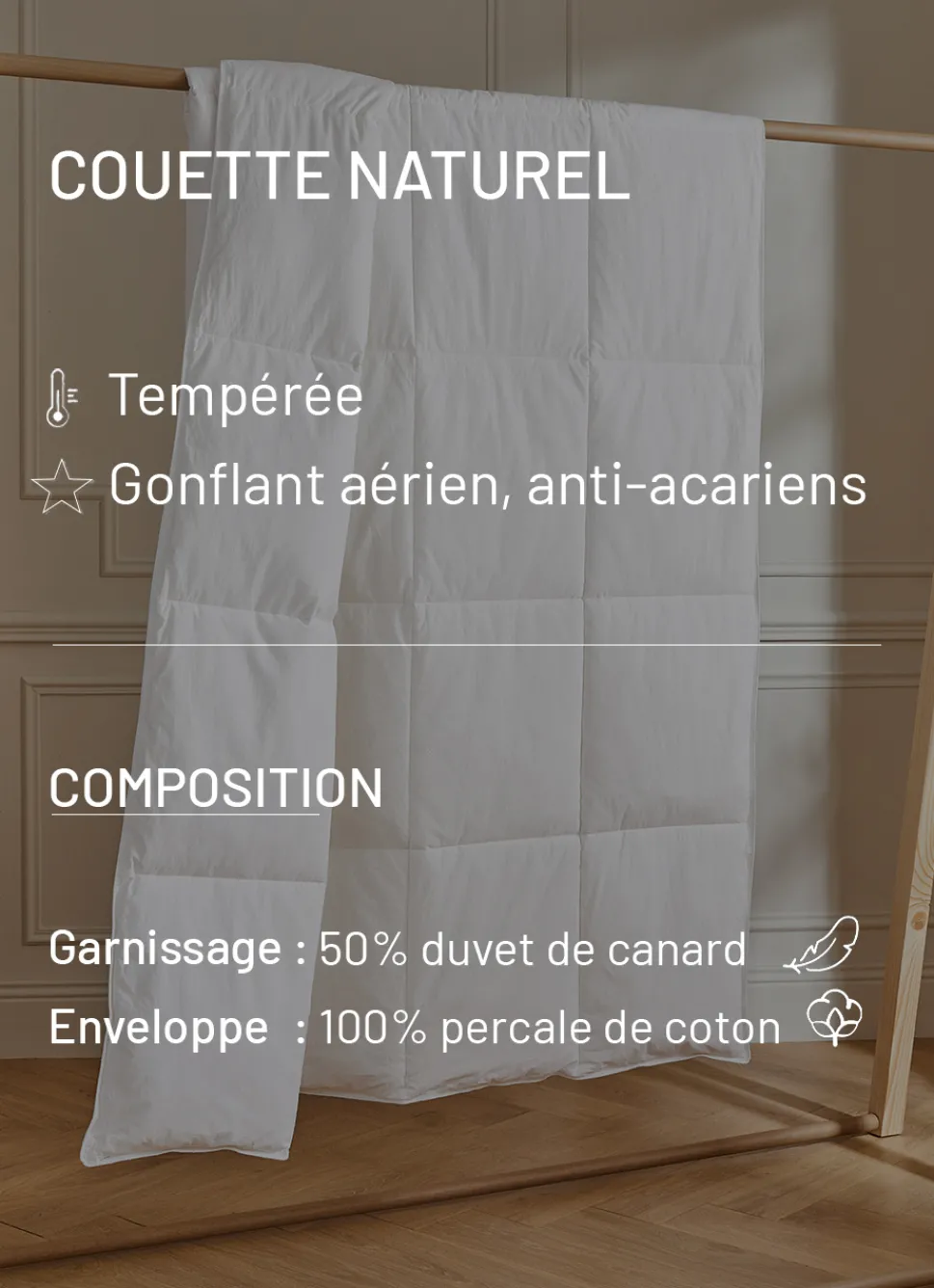 Clearance Bouchara COUETTE NATUREL TEMPÉRÉE BLANC