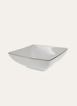 Clearance Bouchara COUPELLE CARRÉE EN PORCELAINE AVEC LISERÉ DORÉ BLANC