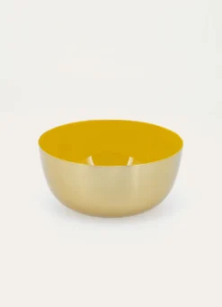 Hot Bouchara COUPELLE EN MÉTAL DORÉ AVEC INTÉRIEUR LAQUÉ MOUTARDE