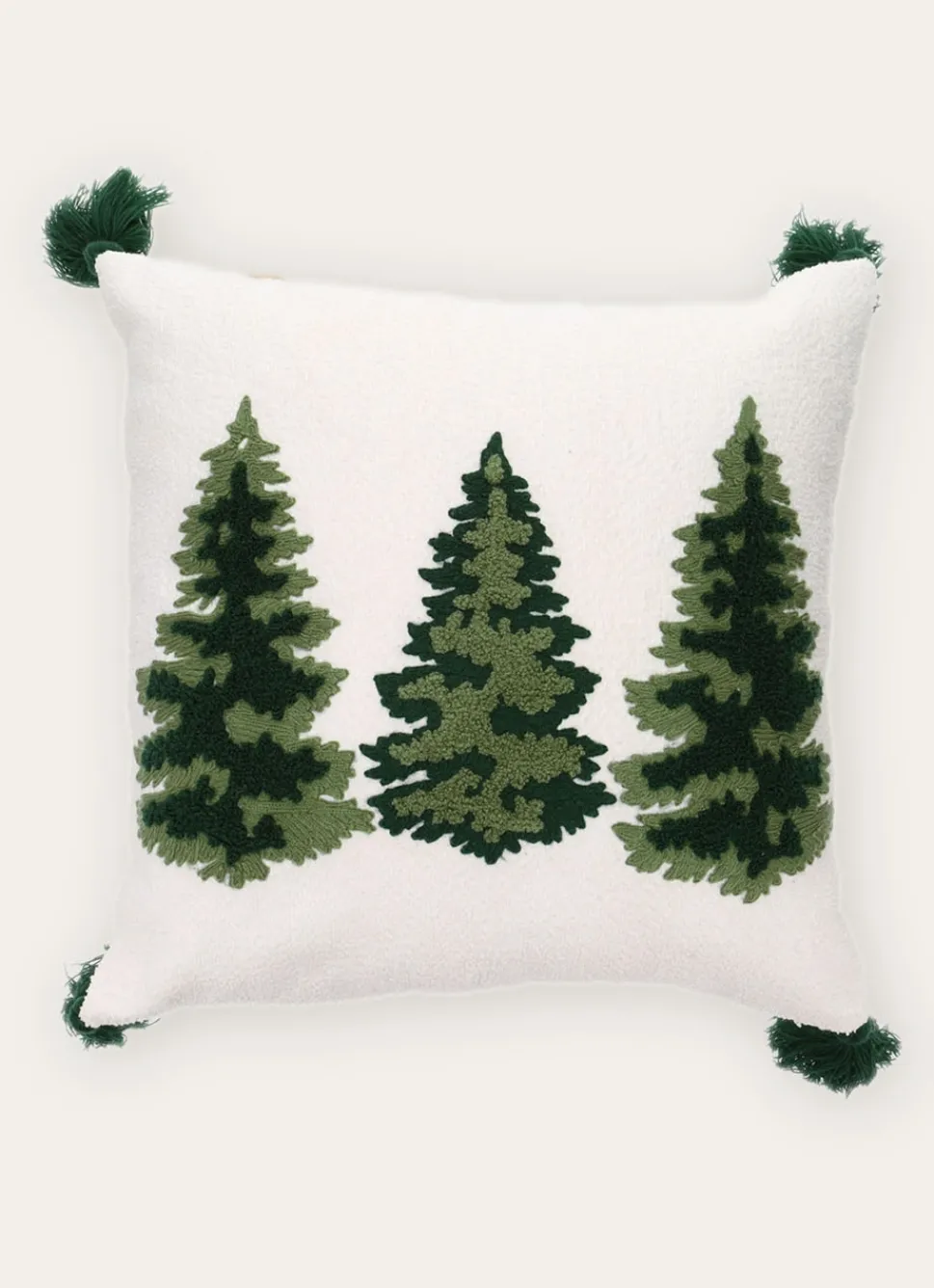 Online Bouchara COUSSIN BRODÉ MOTIFS SAPINS AVEC POMPONS MULTICOLORE