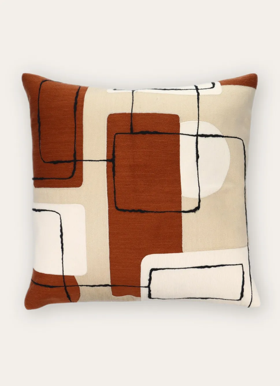 Bouchara COUSSIN BRODERIES MOTIFS ABSTRAITS 45X45 CARAMEL