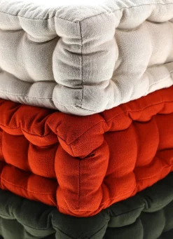 Discount Bouchara COUSSIN DE SOL EN COTON UNI AVEC POIGNÉE KAKI