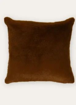 Sale Bouchara COUSSIN EFFET MOHAIR ET FOURRURE MARRON