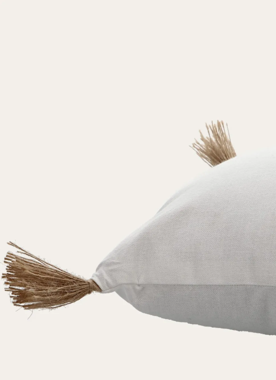 Clearance Bouchara COUSSIN EN COTON UNI AVEC POMPONS EN JUTE ARGILE