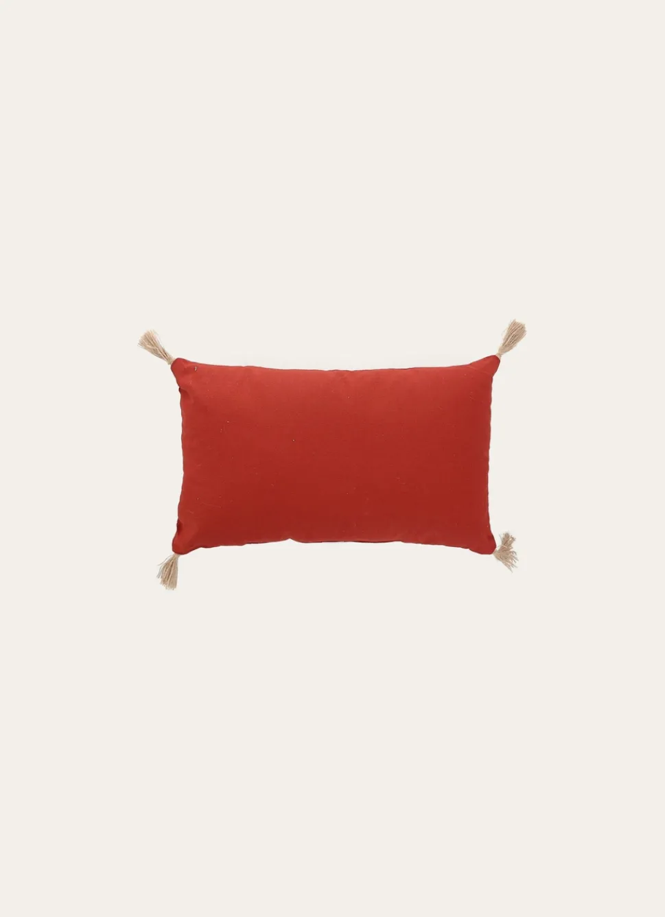 Clearance Bouchara COUSSIN EN COTON UNI AVEC POMPONS EN JUTE ROUILLE