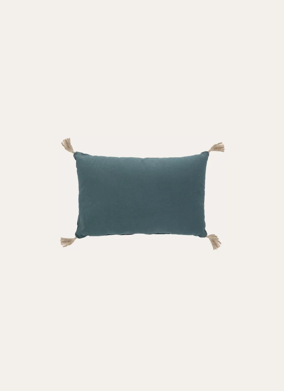 Best Bouchara COUSSIN EN COTON UNI AVEC POMPONS EN JUTE VERT FONCÉ