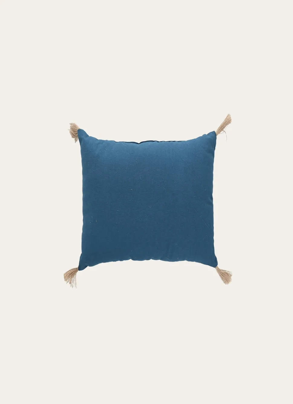 Sale Bouchara COUSSIN EN COTON UNI AVEC PETITS POMPONS BLEU
