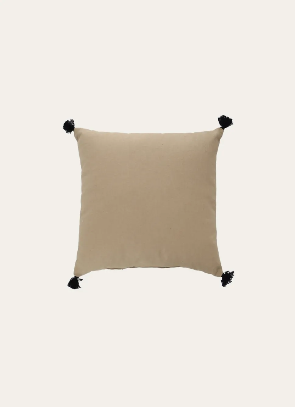Best Bouchara COUSSIN EN COTON UNI AVEC PETITS POMPONS SABLE
