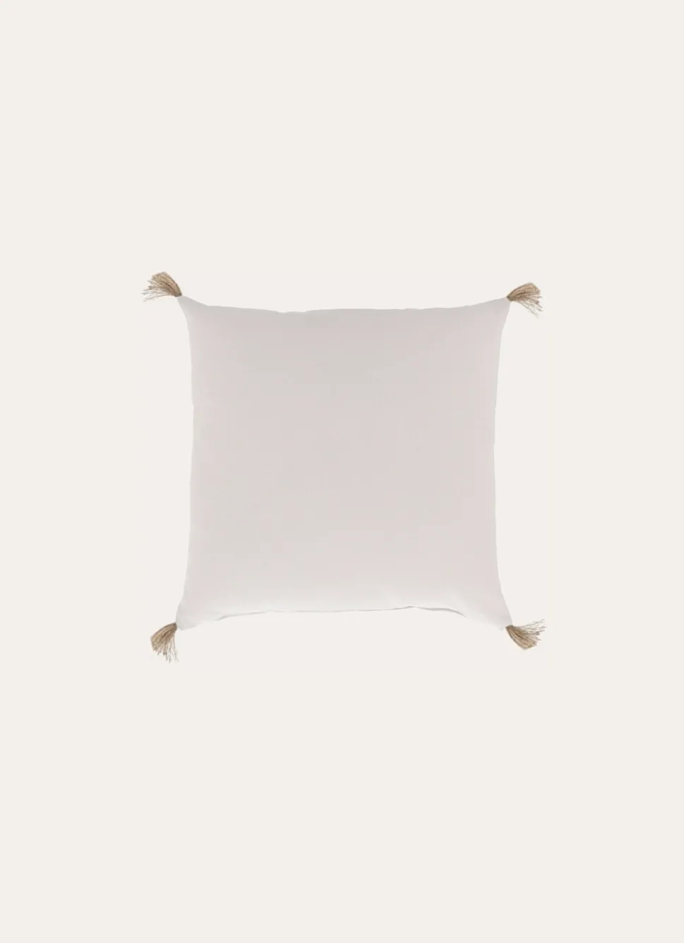 Online Bouchara COUSSIN EN COTON UNI AVEC PETITS POMPONS ARGILE