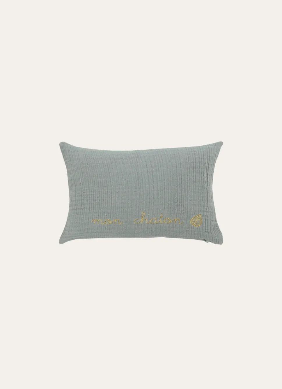 Best Bouchara COUSSIN EN GAZE DE COTON BRODERIE FIL DORÉ MOUSSE