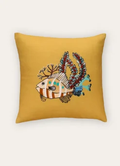 Discount Bouchara COUSSIN IMPRIMÉ ET BRODÉ MOTIF POISSON MULTICOLORE