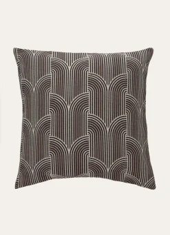 Online Bouchara COUSSIN JACQUARD EN VELOURS CHENILLE NATUREL/NOIR