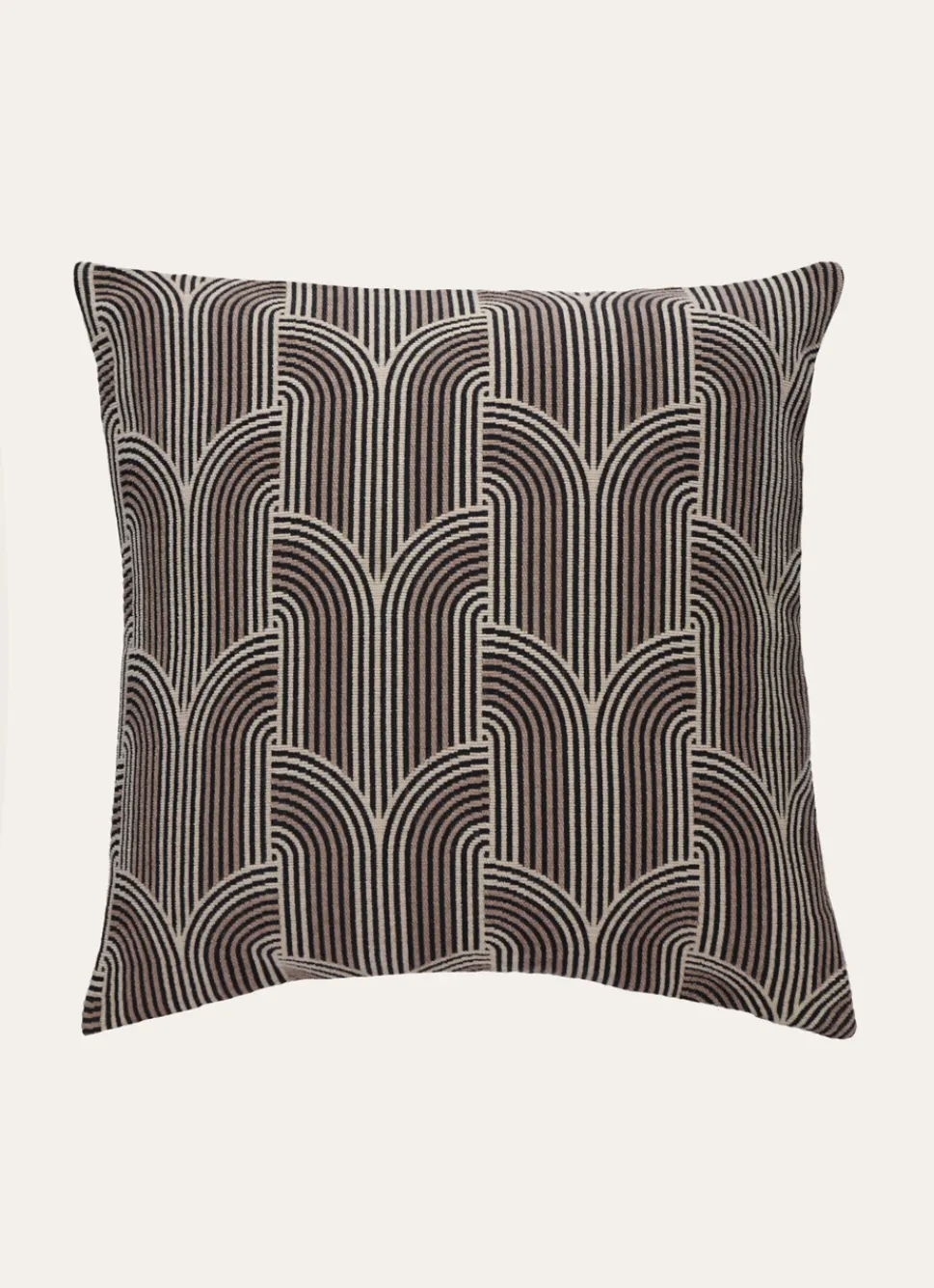 Online Bouchara COUSSIN JACQUARD EN VELOURS CHENILLE NATUREL/NOIR
