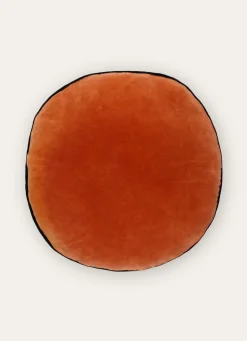 New Bouchara COUSSIN ROND EN VELOURS ROUGE SABLE