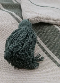 New Bouchara COUSSIN TEXTURÉ À RAYURES AVEC POMPONS BEIGE