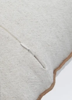 Best Bouchara COUSSIN UNI CHINÉ AVEC BOURDON CONTRASTÉ BEIGE