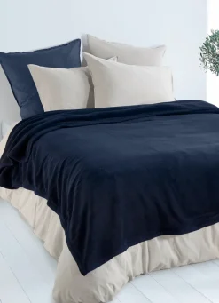 Sale Bouchara COUVERTURE DOUBLE FACE TRÈS CHAUDE BLEU GRIS