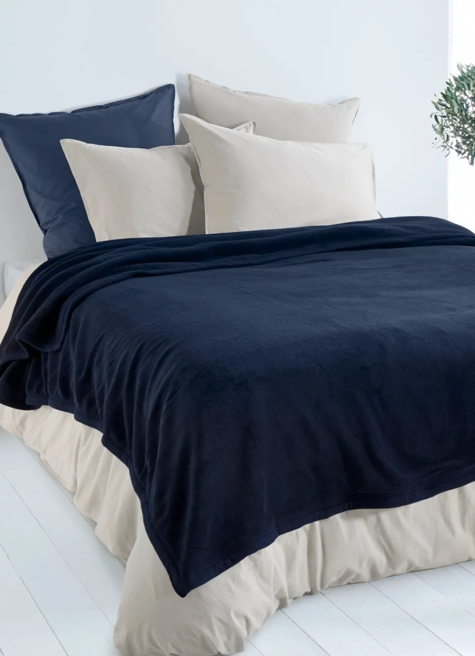 Sale Bouchara COUVERTURE DOUBLE FACE TRÈS CHAUDE BLEU GRIS