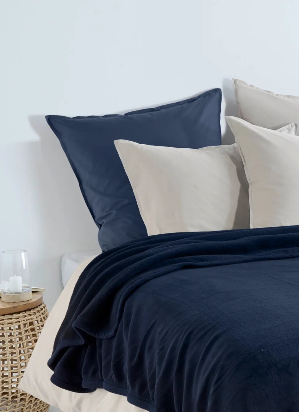 Sale Bouchara COUVERTURE DOUBLE FACE TRÈS CHAUDE BLEU GRIS