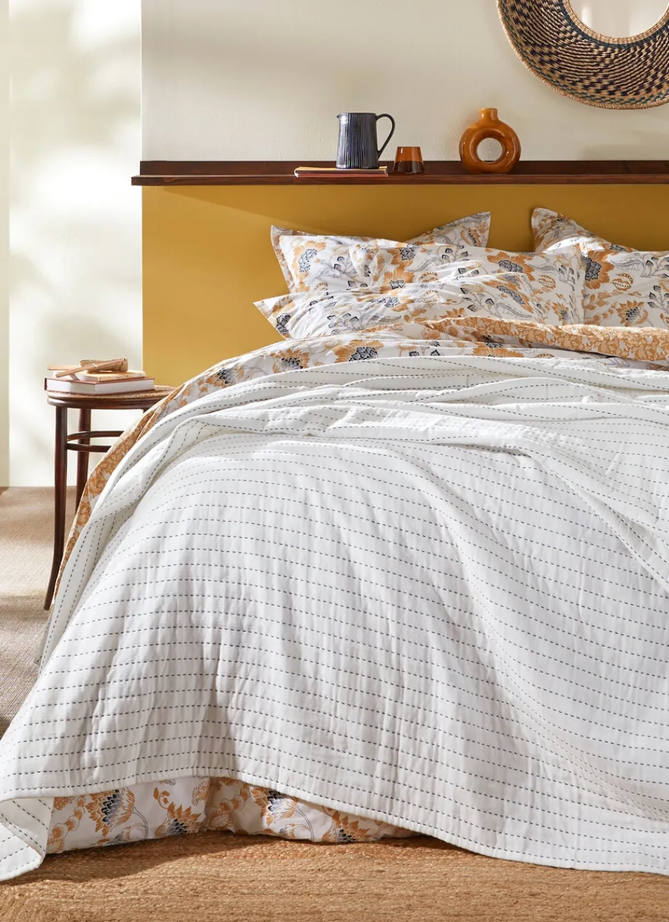 Best Bouchara COUVRE LIT MATELASSÉ EREVAN ÉCRU / MARINE