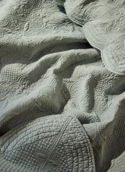 Online Bouchara COUVRE-LIT UNI EN COTON FLORENCE VERT DE GRIS