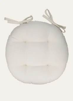 Hot Bouchara DESSUS DE CHAISE ROND EN COTON AVEC LIENS À NOUER ÉCRU