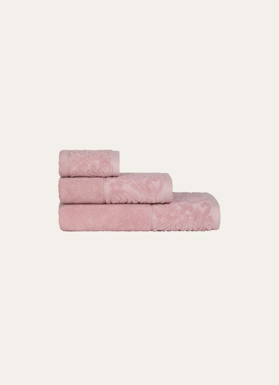 New Bouchara DRAP DE BAIN EN COTON LITEAU CISELÉ ROSE
