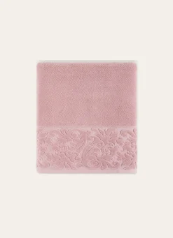 New Bouchara DRAP DE BAIN EN COTON LITEAU CISELÉ ROSE