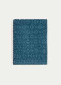 Outlet Bouchara DRAP DE BAIN EN VELOURS JULIAN MOTIF GÉOMÉTRIQUE BLEU