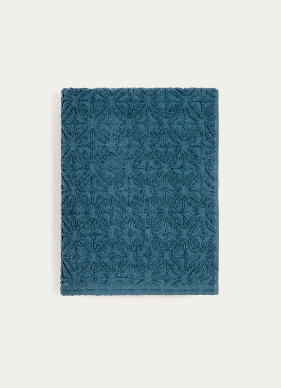 Outlet Bouchara DRAP DE BAIN EN VELOURS JULIAN MOTIF GÉOMÉTRIQUE BLEU