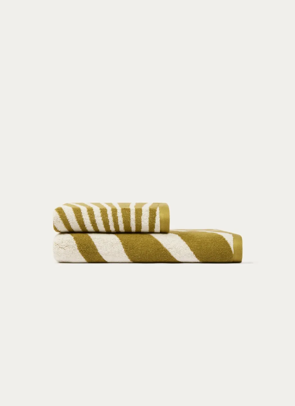 Discount Bouchara DRAP DE BAIN JACQUARD MOTIF PALME VERT / ÉCRU