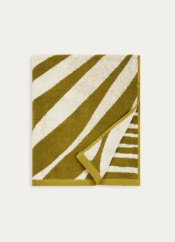 Discount Bouchara DRAP DE BAIN JACQUARD MOTIF PALME VERT / ÉCRU