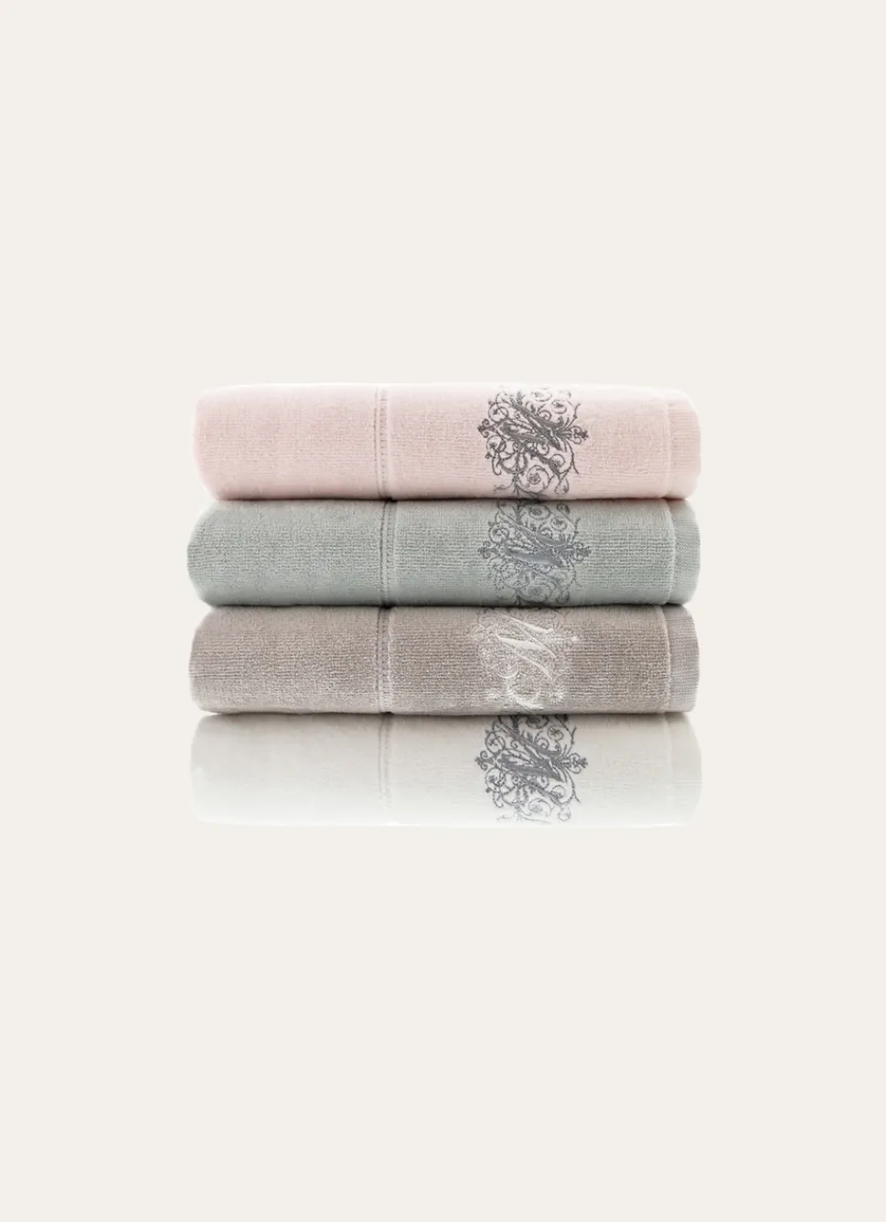 Online Bouchara DRAP DE BAIN VELOURS EN COTON BRODERIE 500GR GRIS PERLE