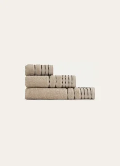 Discount Bouchara DRAP DE DOUCHE EN COTON DÉTAILS POINTS BEIGE