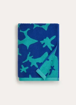 New Bouchara DRAP DE DOUCHE JACQUARD BICOLORE AVEC MOTIF FLORAL BLEU/VERT