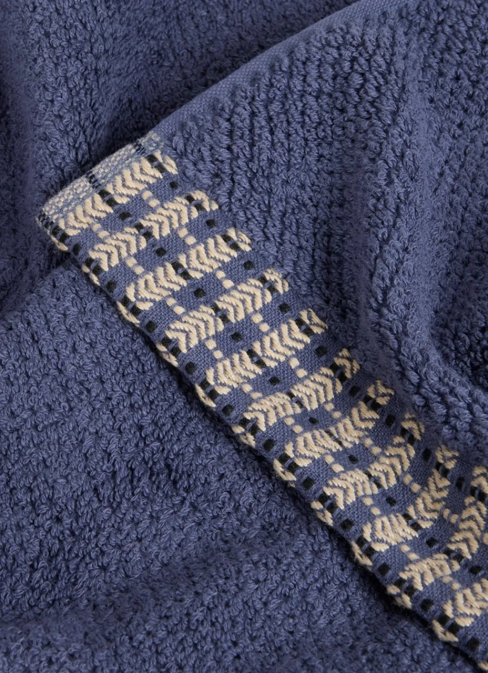 New Bouchara DRAP DE DOUCHE UNI AVEC LITEAU FANTAISIE BLEU FONCÉ