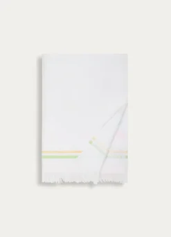 Bouchara DRAP DE PLAGE FOUTA À RAYURES ET BOUCLETTE BLANC
