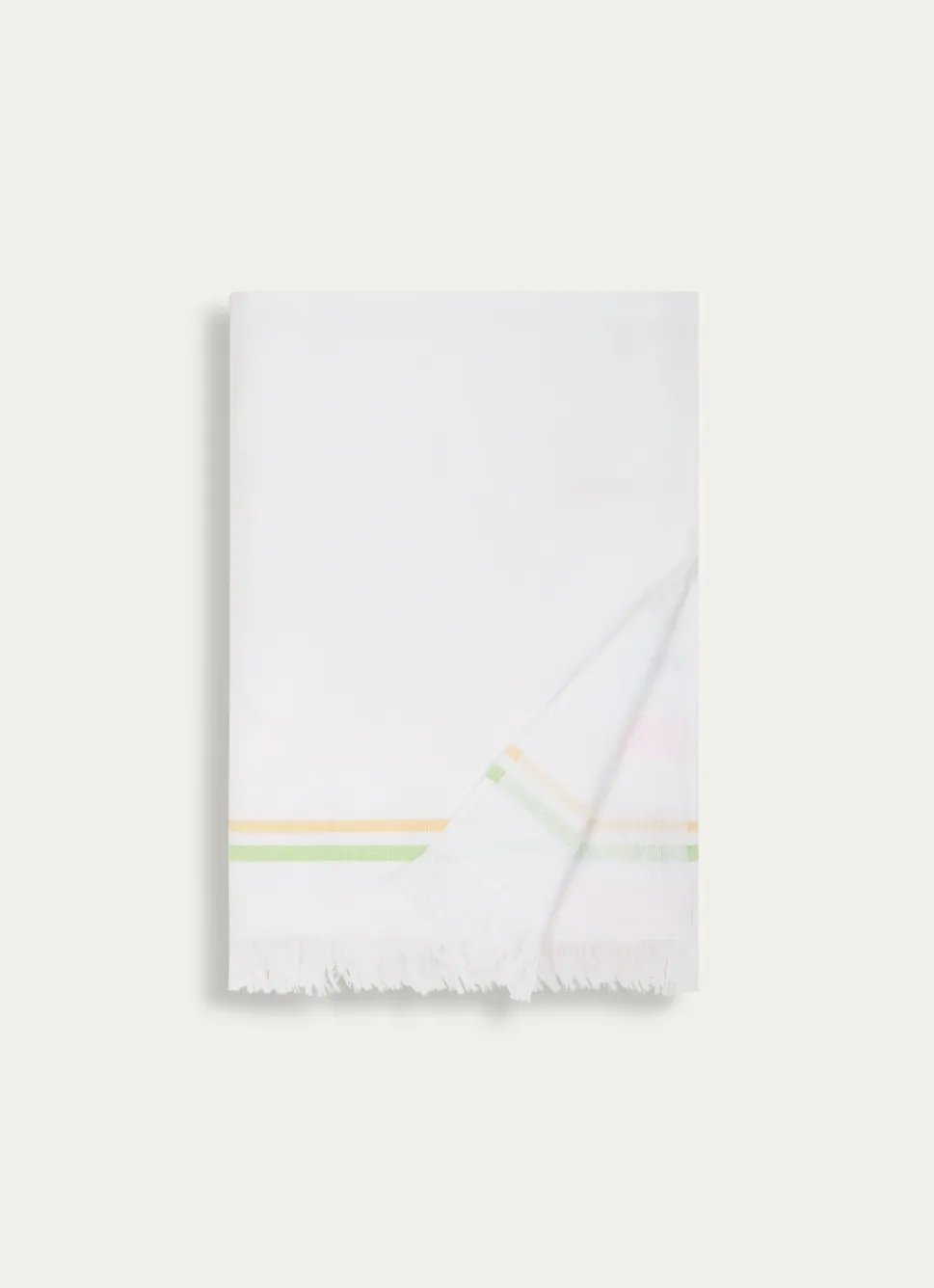 Bouchara DRAP DE PLAGE FOUTA À RAYURES ET BOUCLETTE BLANC