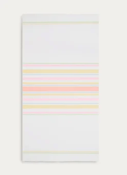 Bouchara DRAP DE PLAGE FOUTA À RAYURES ET BOUCLETTE BLANC