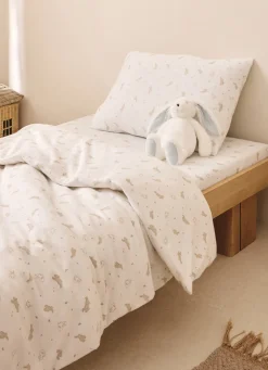 Outlet Bouchara DRAP HOUSSE BÉBÉ EN JERSEY DE COTON IMPRIMÉ LAPIN BLANC