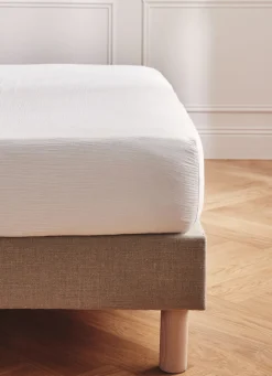 Best Bouchara DRAP HOUSSE EN DOUBLE GAZE LAIT