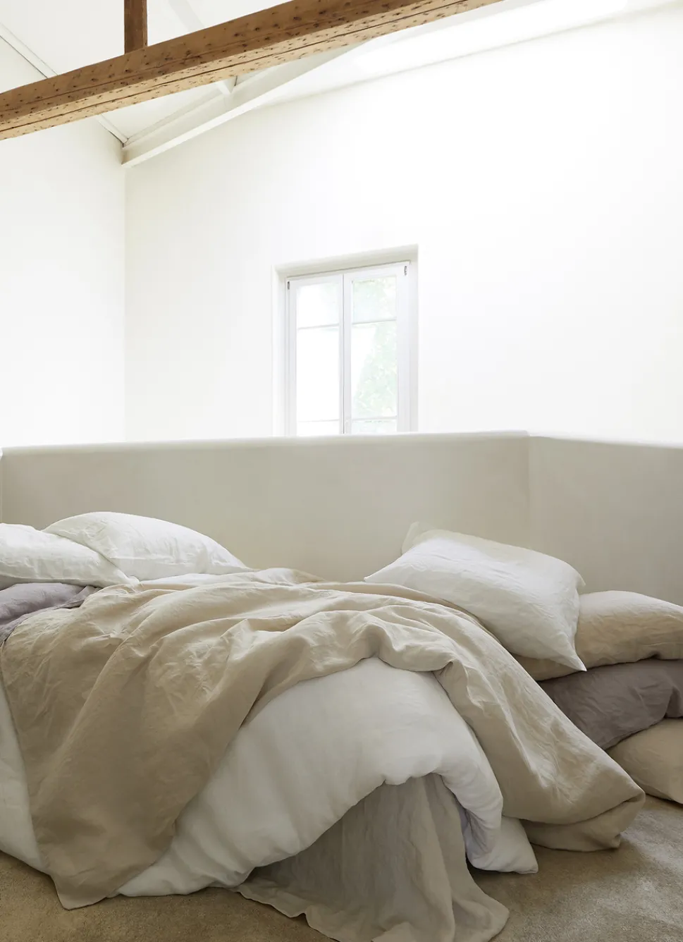 Bouchara DRAP HOUSSE EN LIN LAVÉ UNI 165GR BLANC