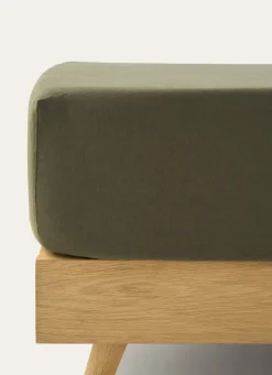 Best Bouchara DRAP HOUSSE EN LIN LAVÉ UNI 165GR KAKI