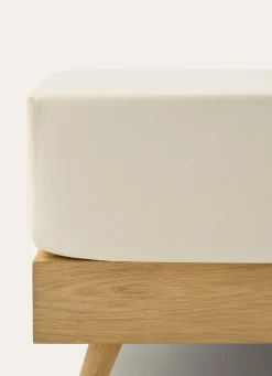 New Bouchara DRAP HOUSSE UNI EN COTON GRAND BONNET 32CM ÉCRU