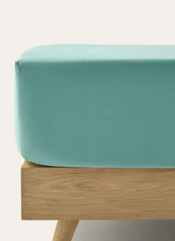 Best Bouchara DRAP HOUSSE UNI EN PERCALE DE COTON BLEU MINÉRAL