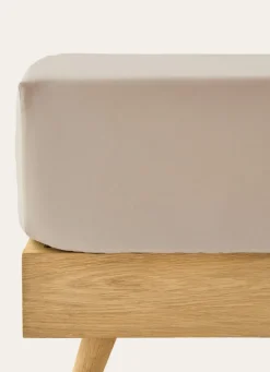 Outlet Bouchara DRAP HOUSSE UNI EN PERCALE DE COTON SABLE