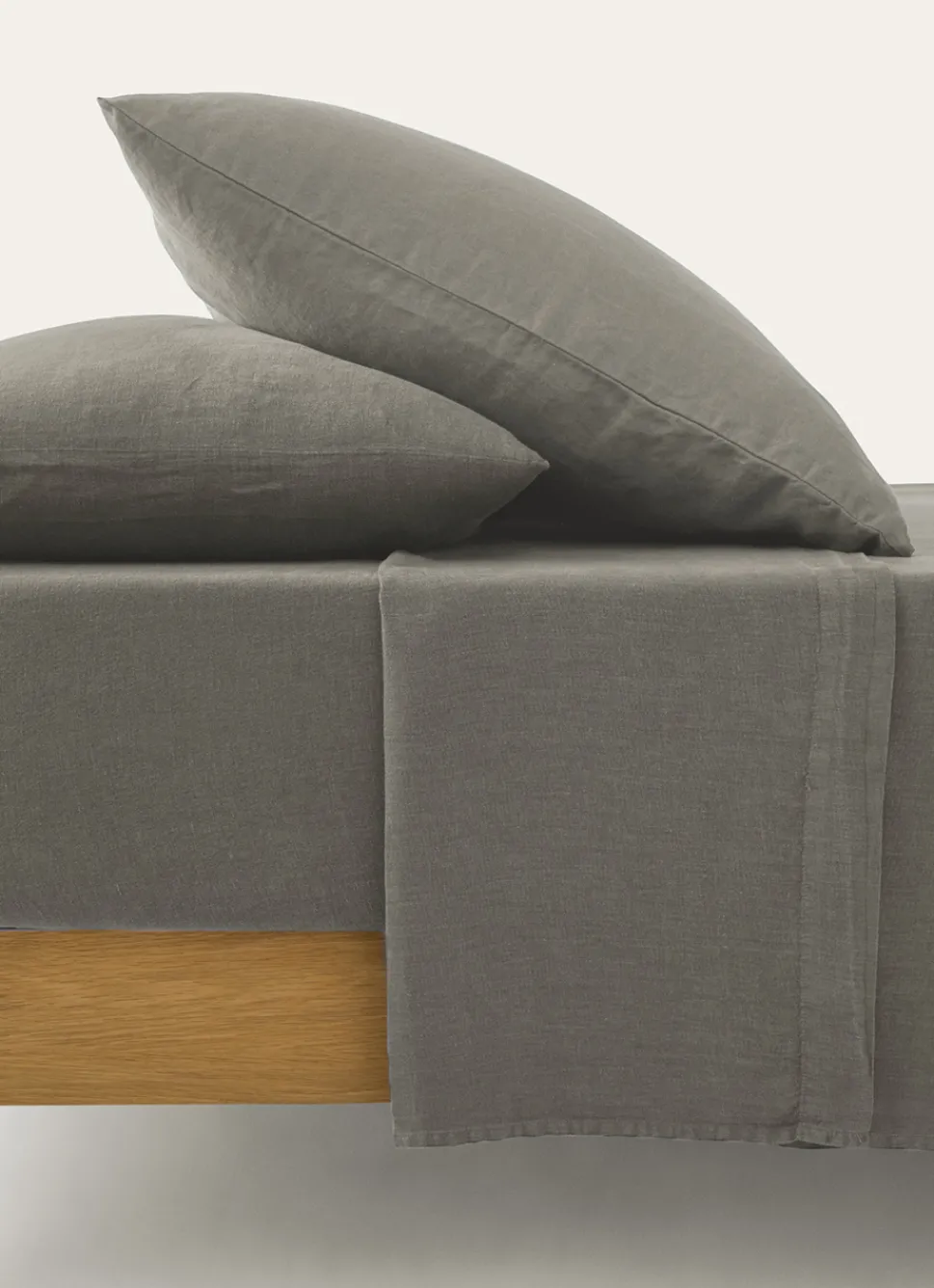 Clearance Bouchara DRAP PLAT UNI EN LIN LAVÉ - 165GR vert