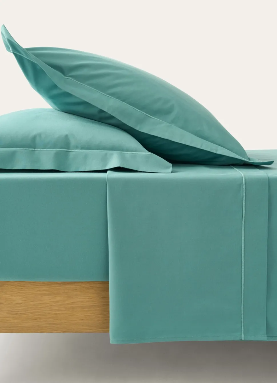 New Bouchara DRAP PLAT UNI EN PERCALE DE COTON BLEU MINÉRAL