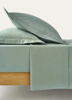 New Bouchara DRAP PLAT UNI EN PERCALE DE COTON VERT DE GRIS