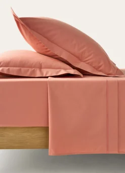 Clearance Bouchara DRAP PLAT UNI EN PERCALE DE COTON CORAIL